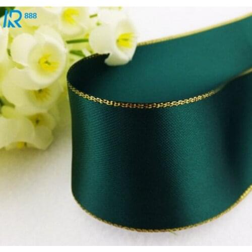 Kewgarden 38mm 3.8cm 22mm Gold Side Satin Ribbons Handmade Tape DIY Bowknot Accessories Ribbed Ribbon 10 yards/lot