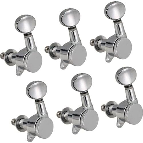 6pcs 6L Electric Guitar Tuners Machine Heads Tuning Pegs (Silver)