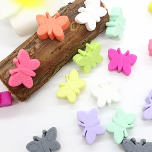 10pc Mini Butterfly Silicone Teether For Teething DIY Silicone Beads Pacifier Pendant Nursing Accessories BPA Free Baby Teether