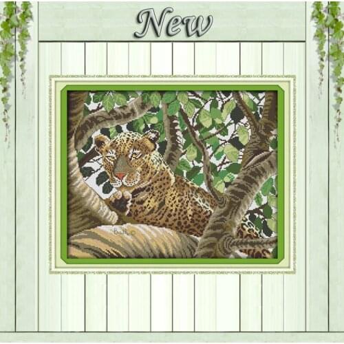 Leopard tree animal diy home decor painting counted printed on fabric DMC 14CT 11CT Cross Stitch Needlework kits Embroidery Sets