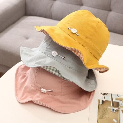 Summer Outdoor Baby Hat Double Sided Infant Girl Boy Sun Hats Solid Beach Cap Cotton Children Kids Bucket Hat