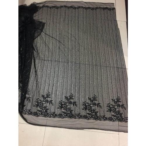 NEW 5yards/bag XC024# black good quality sequin tulle mesh lace fabric for bridal wedding dress/sawing Free shipping