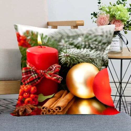 New Arrival Christmas Candles Pillowcase Wedding Decorative Pillow Cover Custom Printed Soft Satin Fabric Pillow Cases Not Fade