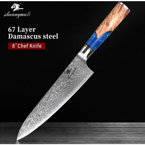 8 Inch Chef Knife 67 Layer Damascus Steel Kitchen Knives Sharp Utility Cooking Vegetable Slicing Chef Knife With Wooden Handle