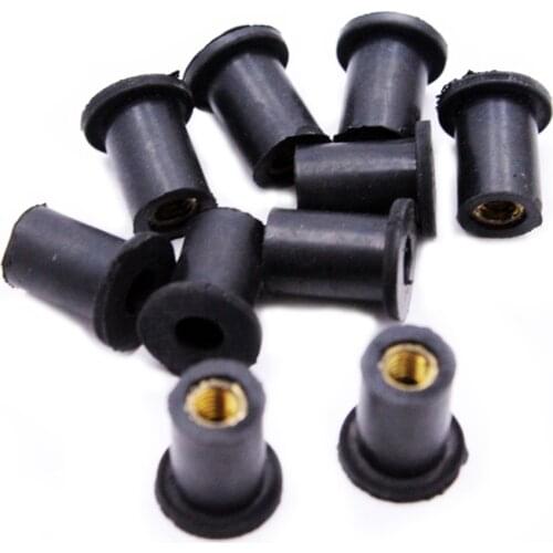 Motorcycle 10PCS 4MM Fairing Rubber Brass Well Nuts For Kawasaki-Ninja ZX-6R 7R ZZR600 Honda - CBR 600 CBR 900 CBR 954