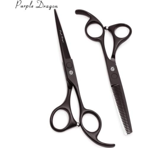 Barber Scissors 6.0" Japanese Steel Purple Dragon Black Thinning Shears Hair Cutting Scissors Professional Hair Scissors Z1008