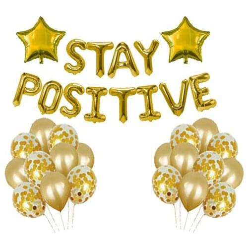 Pentagram Foil Balloon Columns with Stay Positive Banner Kit Party Decoration
