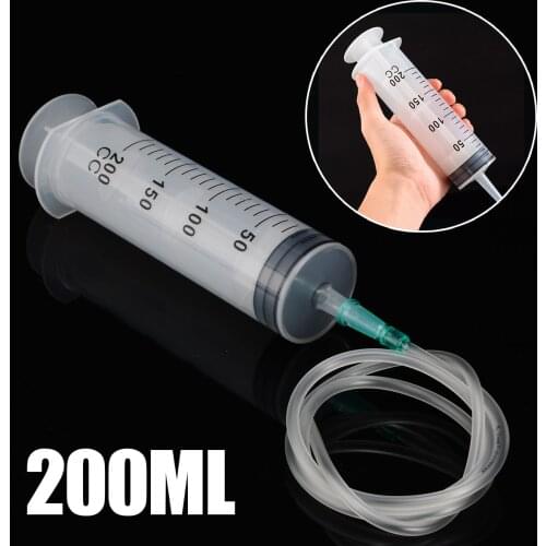 200ml Large Capacity Plastic Syringe Silicone Tube with 1m Length Silicone Tube Set for Oil Measuring