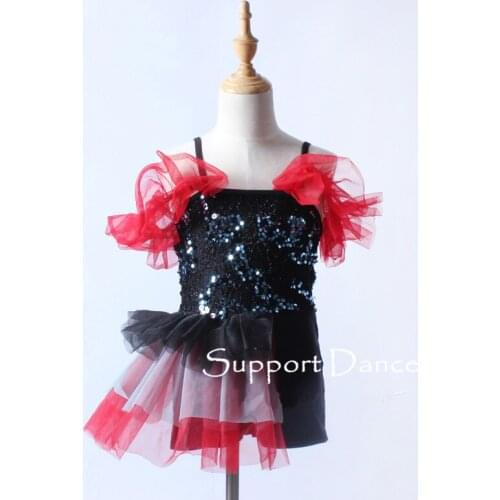 Cool Sequin Latin Dress With Irregular Skirt Children Adult Jazz Modern Dance Costume C261