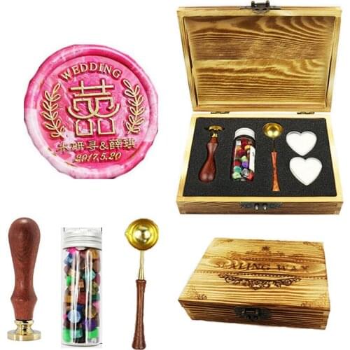 Signature custom wax seal stamp Wedding Double Happiness Custom Names Wreath