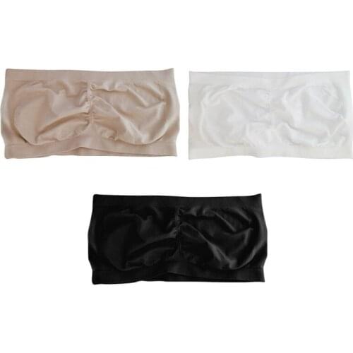 Plus Size Lingerie Womens Strapless Boob Tube Top Women Bra Basic Solid Color Underwear Strapless Tops