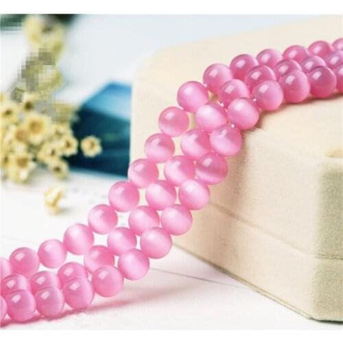 RONGQING Gorgeous Opal Beads Round Pink Cat Eye Stone Scattered Beads for Jewelry Making 6mm 8mm 10mm,12mm cordon bijoux