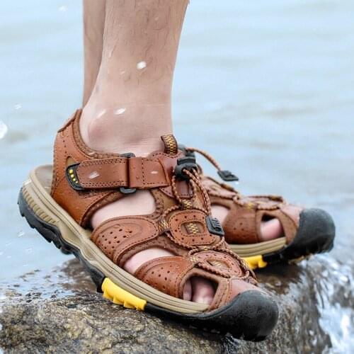 Mens Summer Breathable Sandals Beach Casual Shoes Thick Sole Comfortable breathable Aqua Shoes for Hiking Fishing 38-45