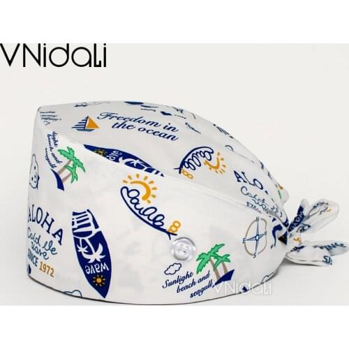 2021 new Multicolor Printing Female Nurse Cap Surgeon Surgical Cap Dental Surgical Cap Beauty Salon Chef Dustproof Scrub Cap