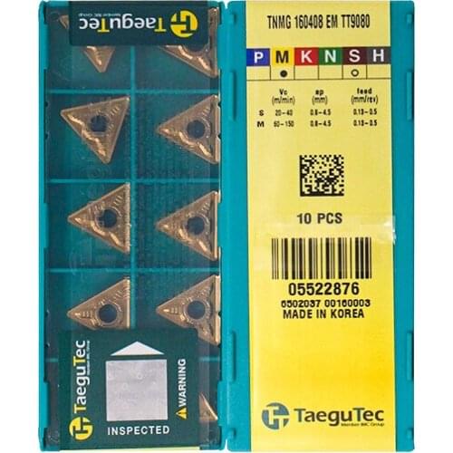 TNMG160408-EM TT9080 Original Taegutac Carbide Inserts Turning Inserts Lathe Tools 10Pcs/Lot