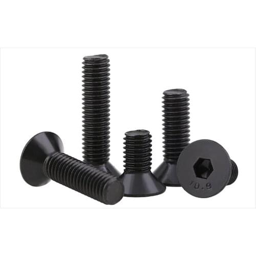 DIN7991 10.9 carbon steel countersunk head M12 M16 M20 screws bolts black flat head screws Hex socket screws