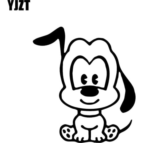 YJZT 13CM*14.5CM Lovely Dog Vinyl Decorated Car Sticker Black/Silver C2-3066