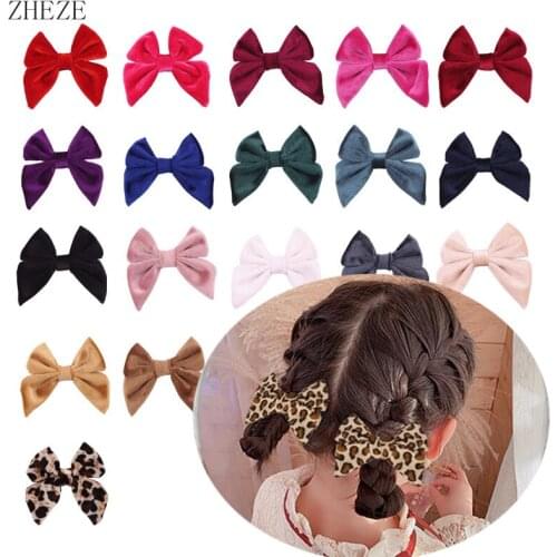 1PC Retail Chic 3" Girl Solid Velvet Hair Sailor Bow Handmade Barrette DIY Hair Accessories Kids Headwear Women 2019 Hair Clip