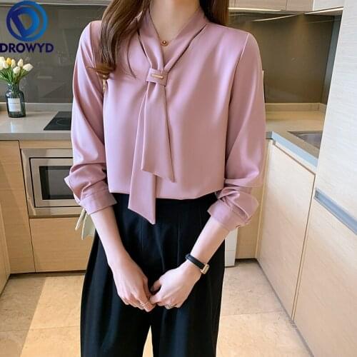 Long Sleeve White Blouse Summer Bow V-neck Chiffon Blouse Shirt Women Tops Blouse Women Blusas Mujer De Moda 2021 Women Blouses