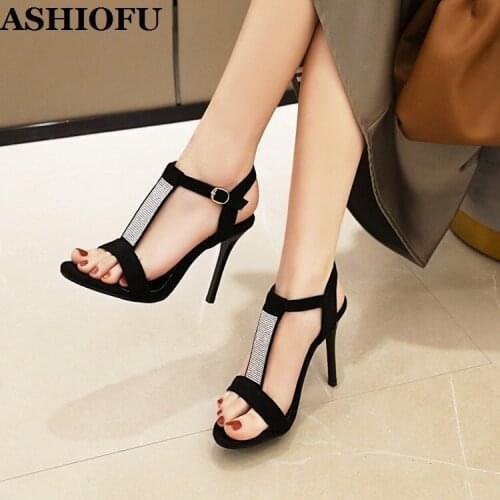 ASHIOFU Hot Sale Womens High Heels Sandals Must-have Traveling All Match Summer Shoes Party Prom Evening Fashion Sandals Shoes