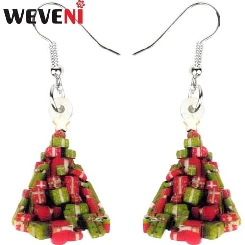 WEVENI Statement Acrylic Christmas Gift Earrings Drop Dangle Navidad Ornaments Jewelry For Women Girls Charms Wholesale 2019 New