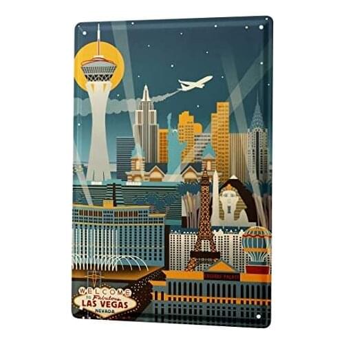 Tin Sign Decor Plaques Retro Art Metropole Las Vegas