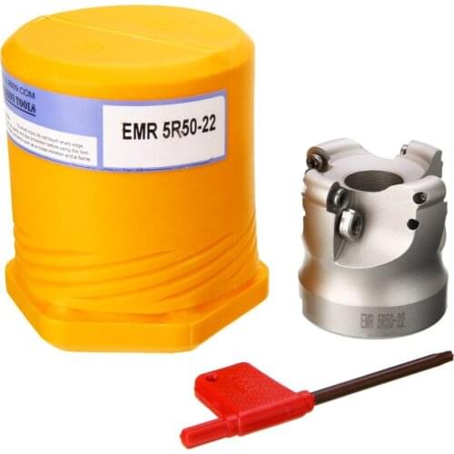 1pc 4 Flute EMR 5R 50-22 4T EMR round dowel Face Milling Cutter Milling Tool with T15 Wrench For Heavy Cutting Tool