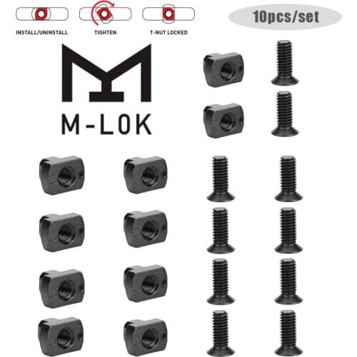 10pcs/lot M-lok Standand Screw Nut Rifle Rail Replacement Hunting Gun Accessories Military Aluminum Airsoft Hunting