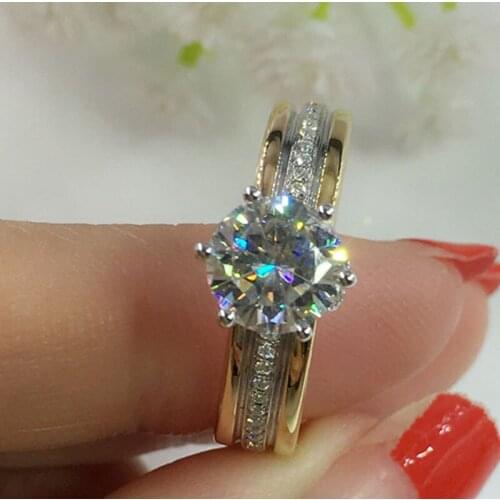 100% 18K 750Au Gold Moissanite Diamond Ring Wedding ring D color VVS With national certificate MO-H1030