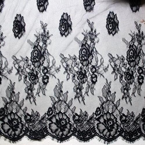 150cm x 300cm / lot Black eyelash lace fabric high quality lace wedding dress clothing craft materials curtain deraction