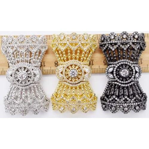 2PCS CZ Micro Pave Bow Flower Box Clasp, Cubic Zirconia Box Clasp, CZ Pave Tab Insert Clasp Fastener