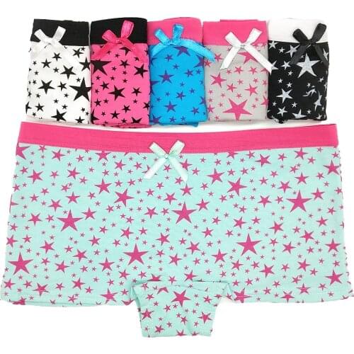 3Pcs/set Sexy Women Panties Cotton Boyshort Kawaii Ladies Underwear Female Boxer Star-printed Lingerie Briefs