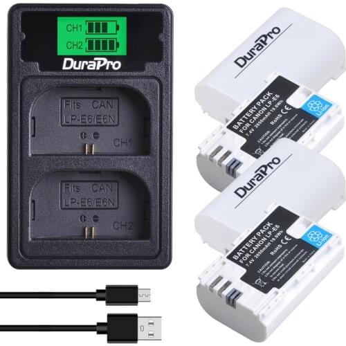 4x 2650mAH 7.4V LP-E6 LP-E6N LP E6 Li-ion Battery +LCD USB Charger with Type Cable For Canon EOS 5D Mark II III 7D 60D 6D Camera