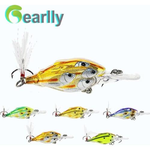 5pcs/lot 6g/6.5cm lifelike colorful inner metal ball Hard fishing lure crank fish Wobblers bait jerkbait