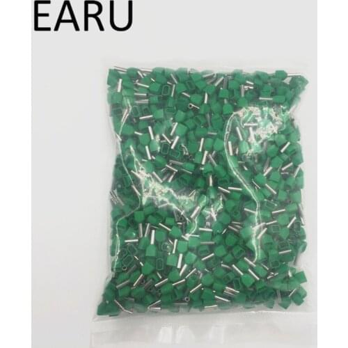 500PCS E Tube TE6014 Type Double Pipe Insulated Twin Cord Cold-press Terminal Block Connector Needle End Multicolor 2X6.0 mm2