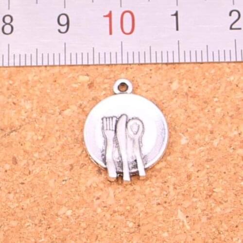 92Pcs Antique Silver Plated kitchen tableware fork spoon Charms Diy Handmade Jewelry Findings Accessories 20*15mm
