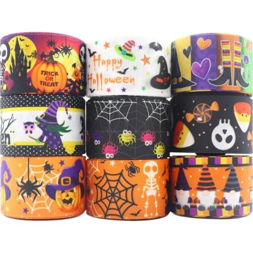 10 Yards 1'' 38MM Halloween Printed Grosgrain Ribbons For Hair Bows/ Gift Packaging DIY Handmade Materials Y2021073101