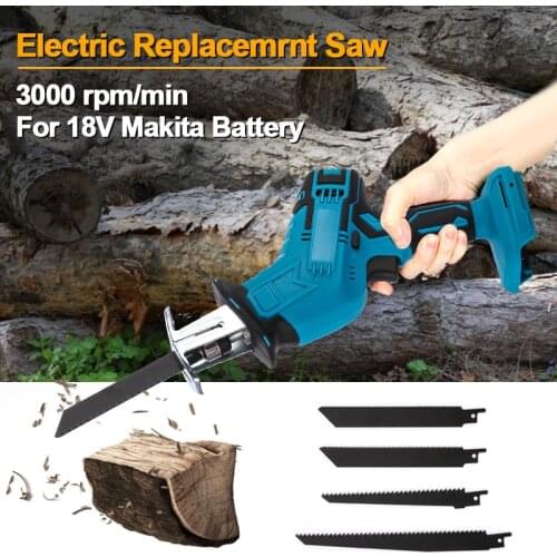 18V Cordless Rechargeable Electric Saber Saw Adjustable Speed Electric Saw Portable Power Tool Reciprocating with 4 Saw Blade
