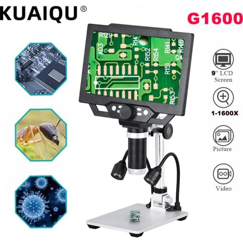 KUAIQU 1200X 7 '' LCD Screen Digital Video Electronic Microscope HD 720P 8 LED Lights Continuous Amplification Magnifier Solder