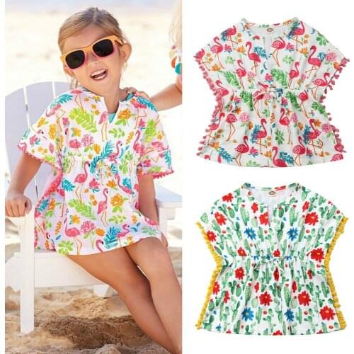 Toddler Kids Baby Girls Cotton Linen Beach Dress Little Girls Summer Bikini Cover-up Sundress Swimwear Cover Up