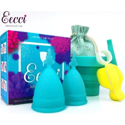EECCI Medical Grade Silicone Menstrual Cup for women Lady menstrual period Reusable feminine hygiene menstrual cups & sterilizer