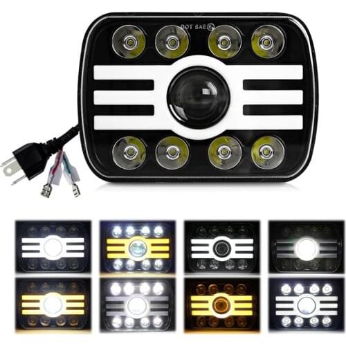 65W 5x7 7x6 Led Headlight White Waterproof H4 Plug Hi-Low Beam DRLHeadlamp for Jeep Wrangler SUV JK XJ Truck Motorcycle