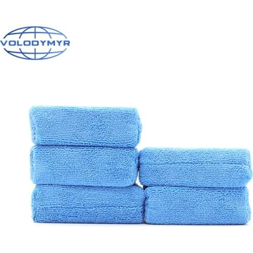 Microfiber Pad 5pcs Blue Soft 13*9*4.5cm Polishing Sponge Detailing Tools for Car Cleaning Wax Auto Waxing Washing