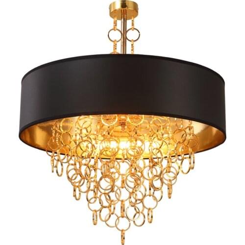 Kung New arrival Modern Luxury Creative Pendant Light Gold chain Fabric Shade Droplight Home Restaurant Bar Shop Art Decoration