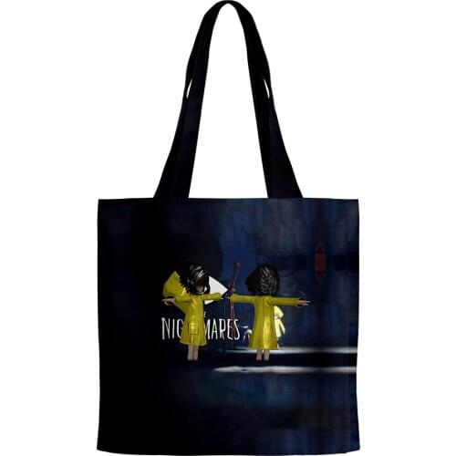 Little Nightmares 2 Hip Hop Handbags Cloth Canvas Tote Bag Print Shopping Bags Reusable Shoulder Shopper Bags Casual Pacakge
