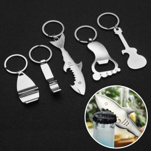 Metal Beer Keychain Bottle Opener Shark/Guitar /Bicycle/Thumbs Style Kitchen Accessories Wedding Party Favor Gifts