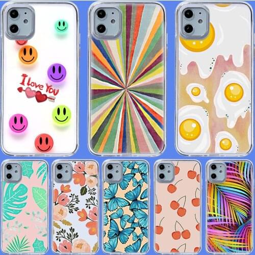 Butterfly Smiley Cute Phone Cases For iPhone 12 6 Mini Pro XS Max X XR 11 8 Plus Luxur Soft TPU Airbag Cover 12Pro 11Pro 12Mini