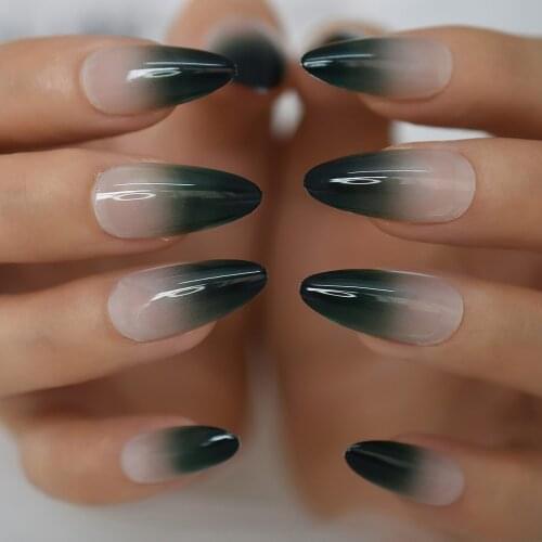 Layered Black&White Cool Medium-Long Nails Press On Nails Froms Almond Sharp Supplies For Professionals Wholesale Full Cover