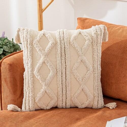 Boho Decoration Cushion Cover 45x45cm/30x50cm Nature Cotton Pillow Cover Tassels Square Home Decoration for living Room Bed Room