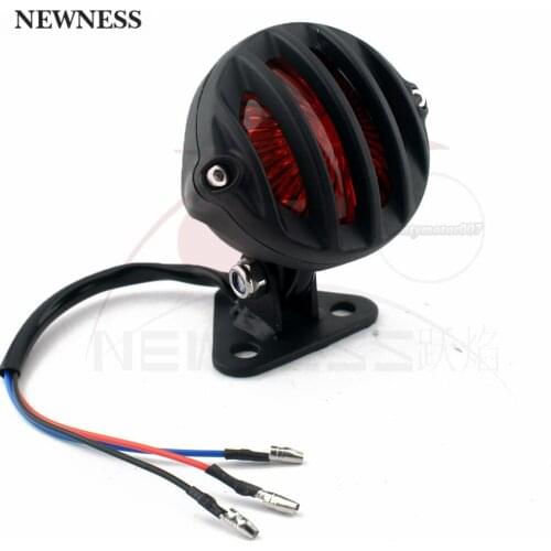 Newness Motorcycle Bike Rear Tail Brake Light Lamp Grill Cover Round Lamp Adjustable Bracket For Harley Chopper Bobber